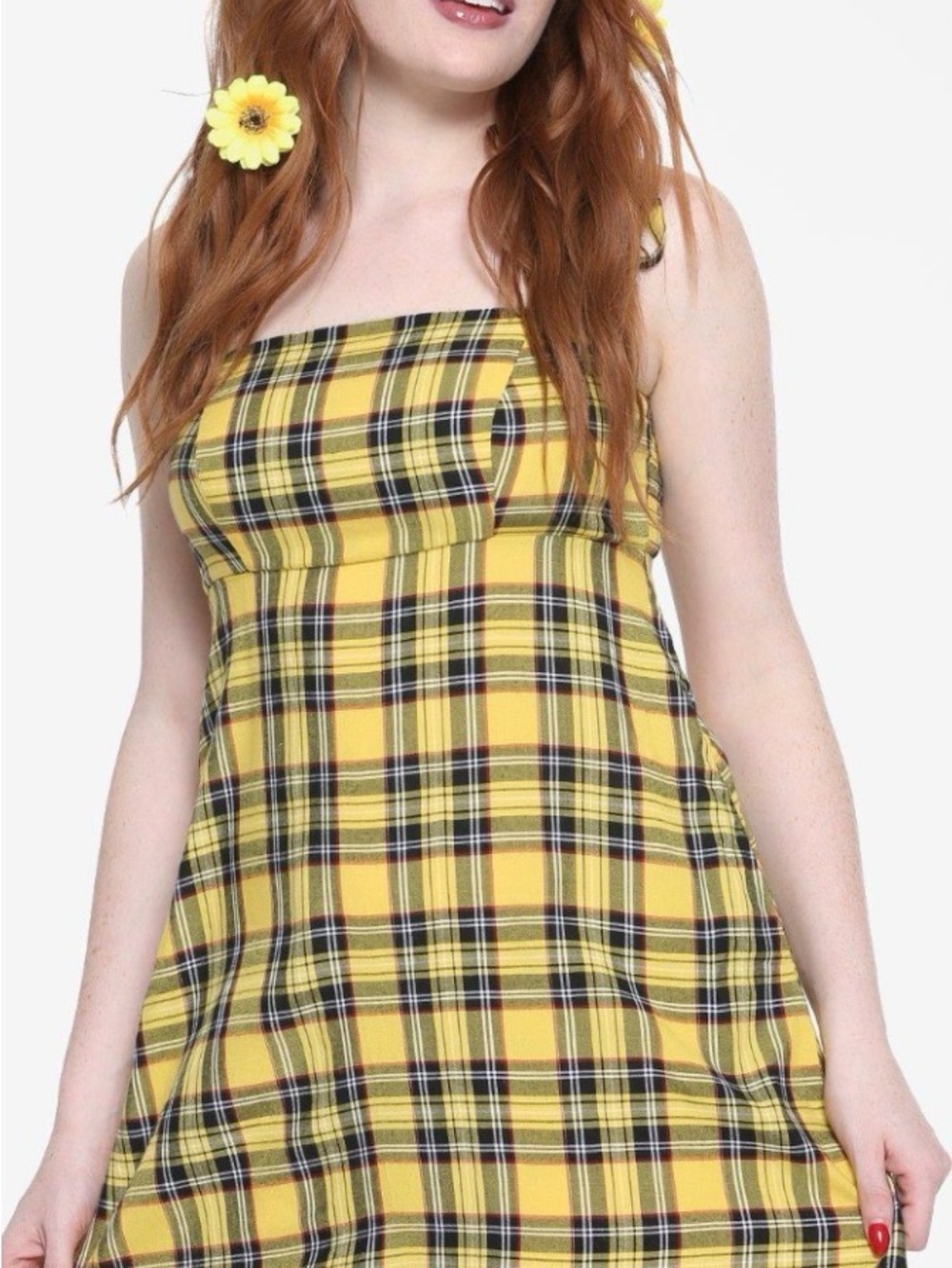 Hot Topic Yellow Plaid Mini Dress
